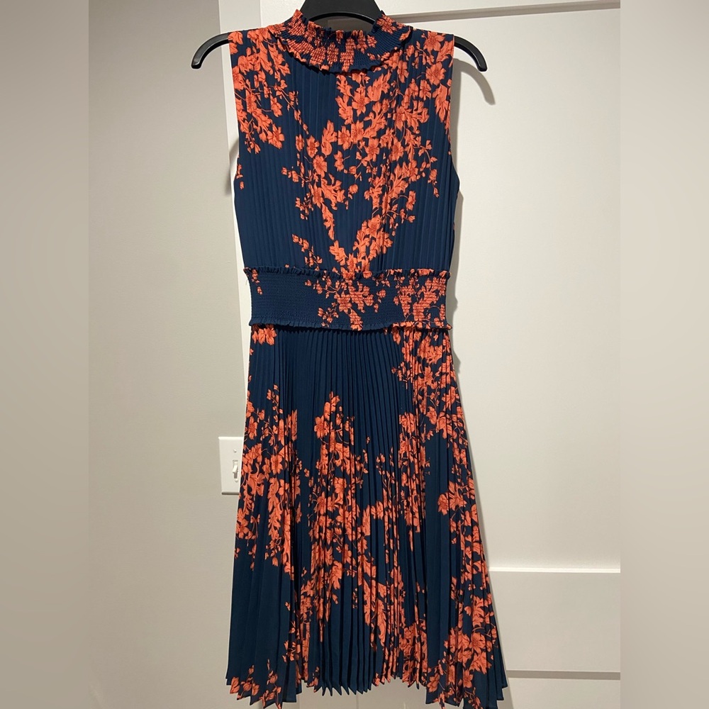 Nanette Lepore Navy and Orange Floral Maxi Dress